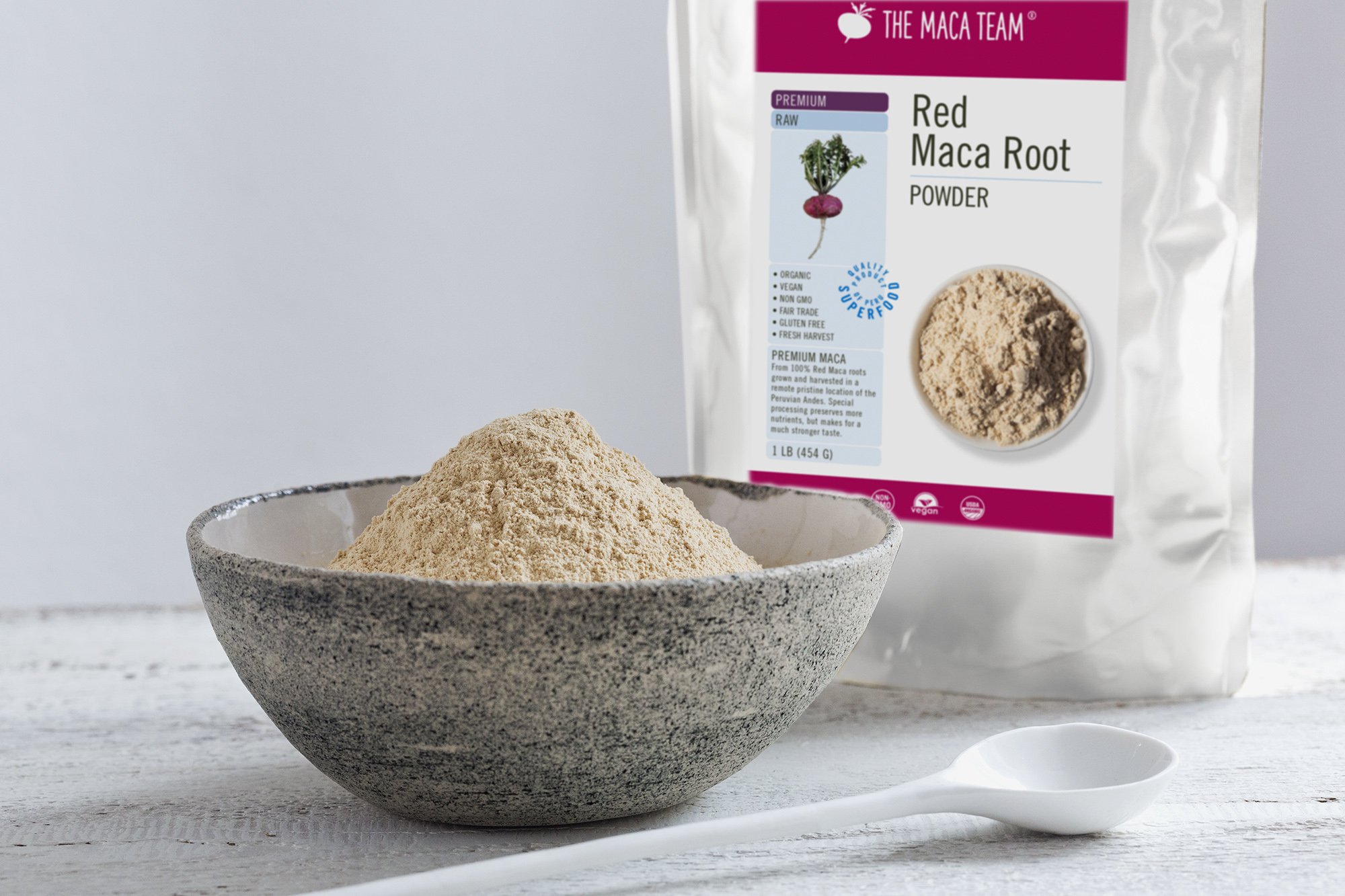 premium raw red maca powder - shop themacateam.com.