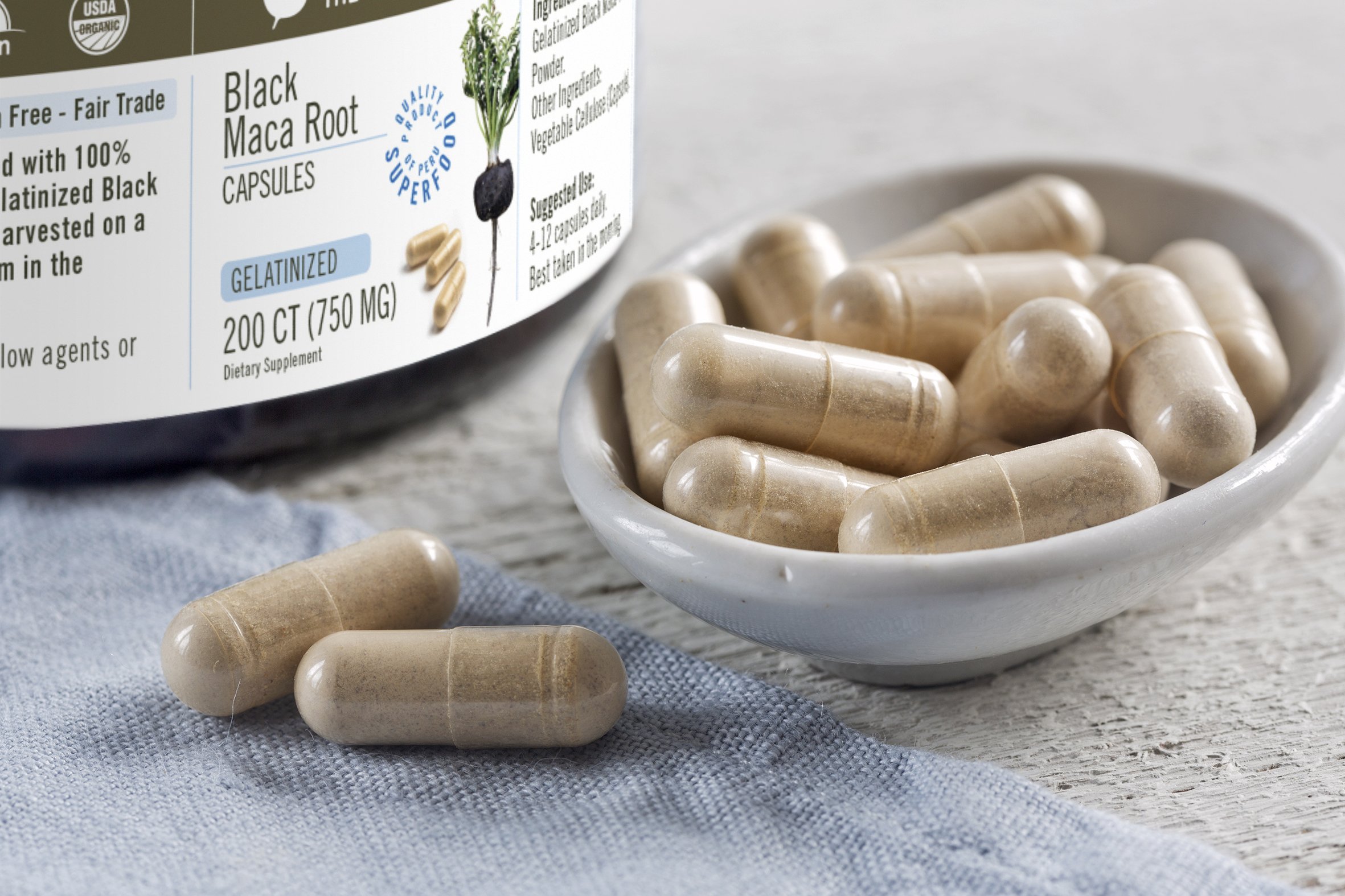 organic gelatinized black maca root capsules - shop themacateam.com. 