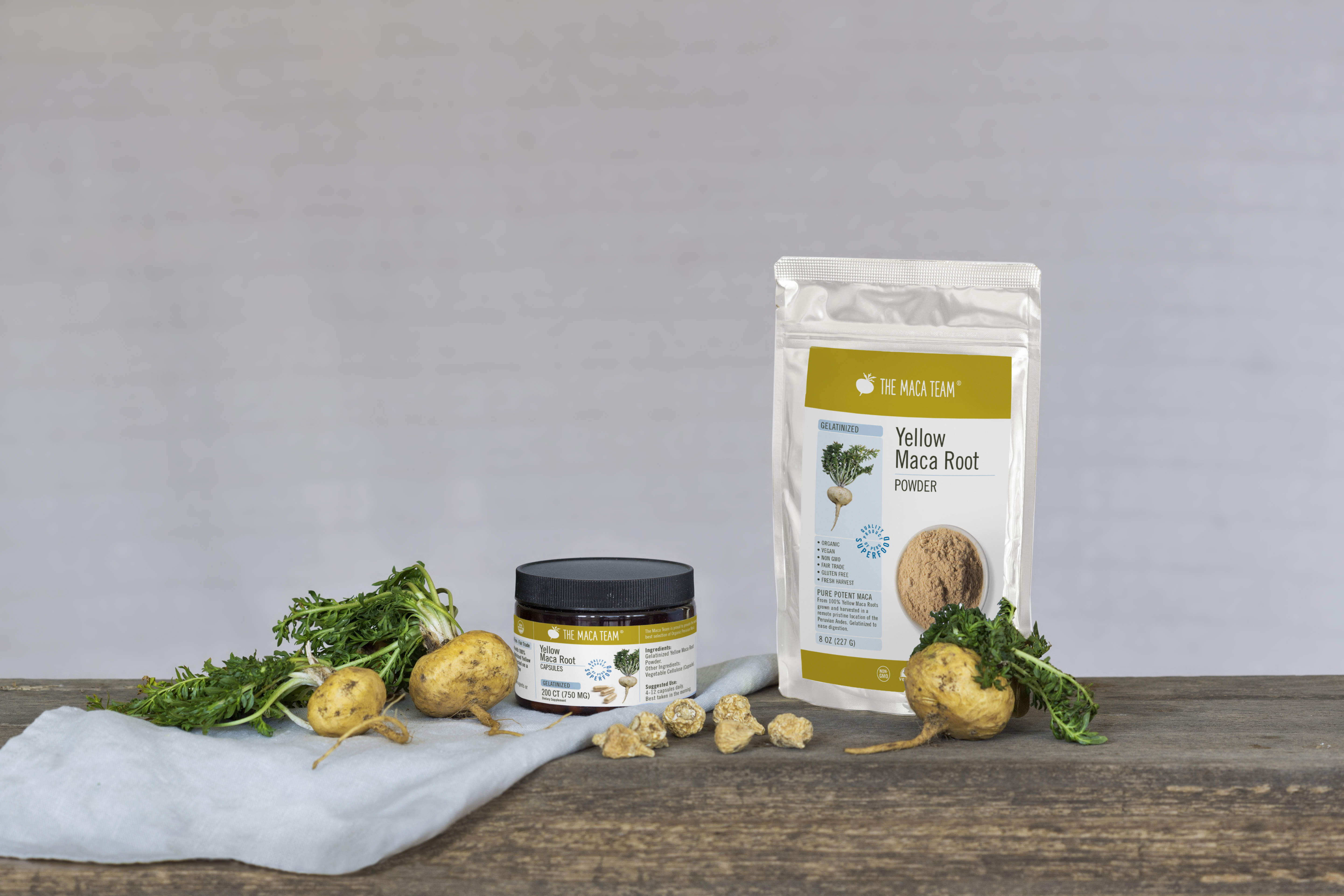 Gelatinized yellow maca products - Shop TheMacaTeam.com.