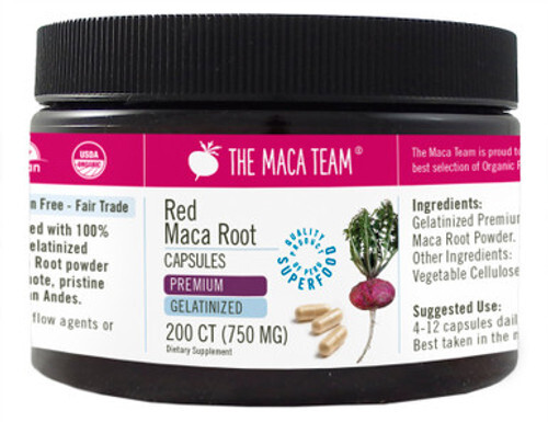 Premium gelatinized red maca capsules - Shop TheMacaTeam.com. 