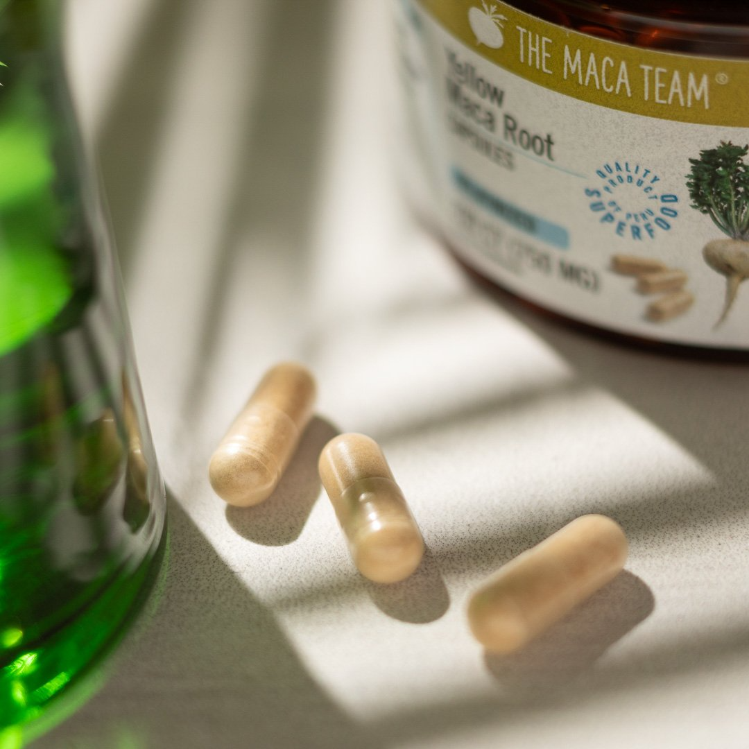 yellow maca capsules - shop themacateam.com. 