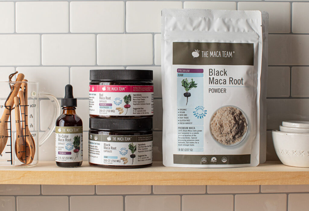 Carefully packaged maca products from The Maca Team