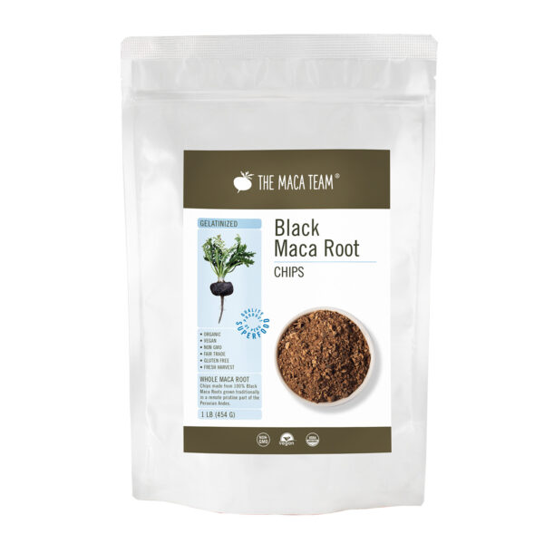 Organic Gelatinized Black Maca Chips from The Maca Team 1 lb