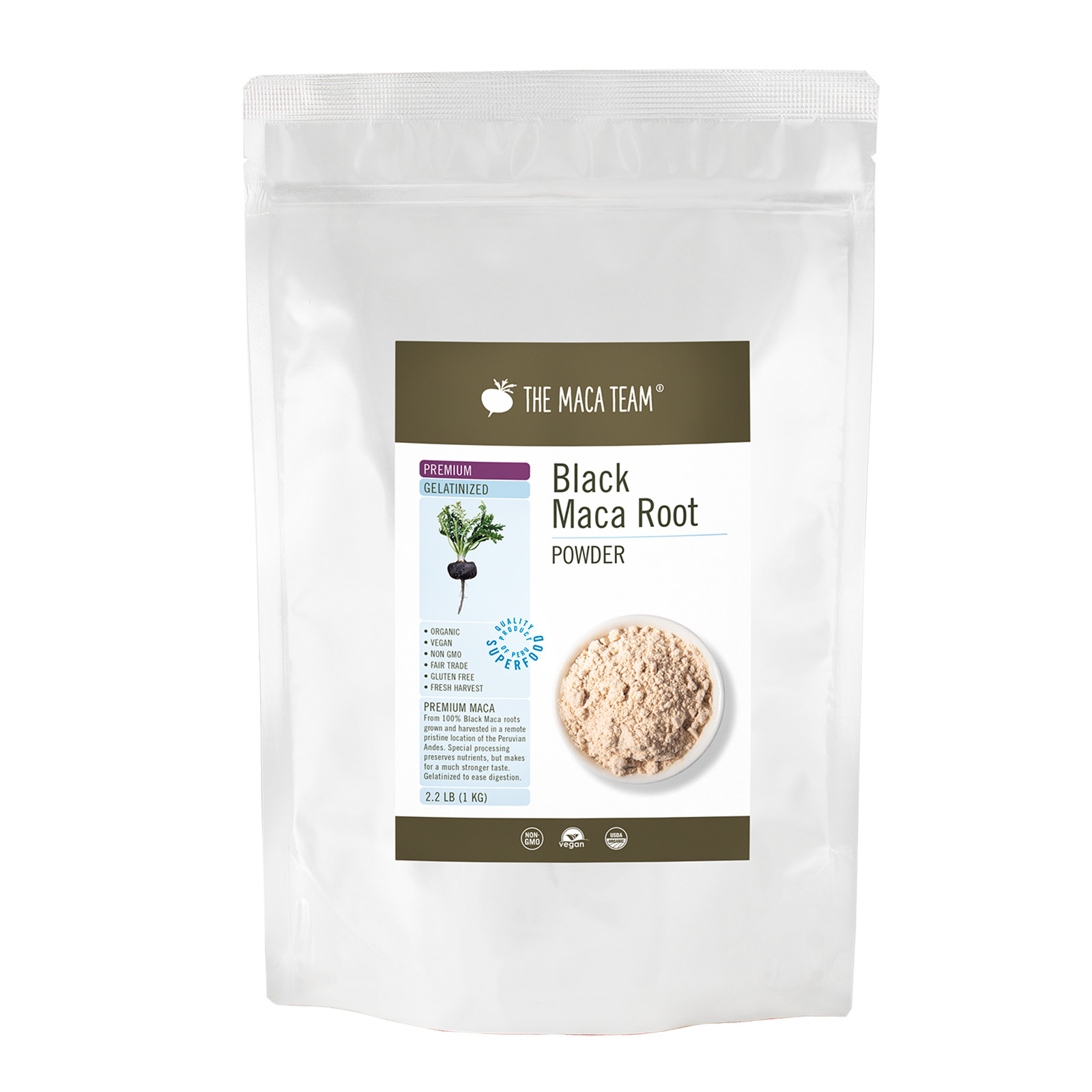 Organic Premium Gelatinized Black Maca Powder from The Maca Team 1kg
