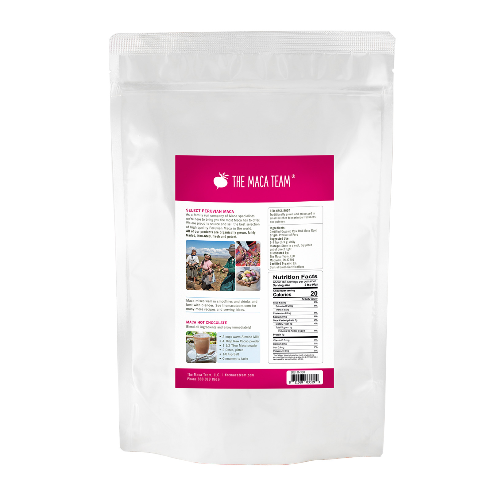 Organic Raw Red Maca Powder From The Maca Team 1 Kg Bag - Back