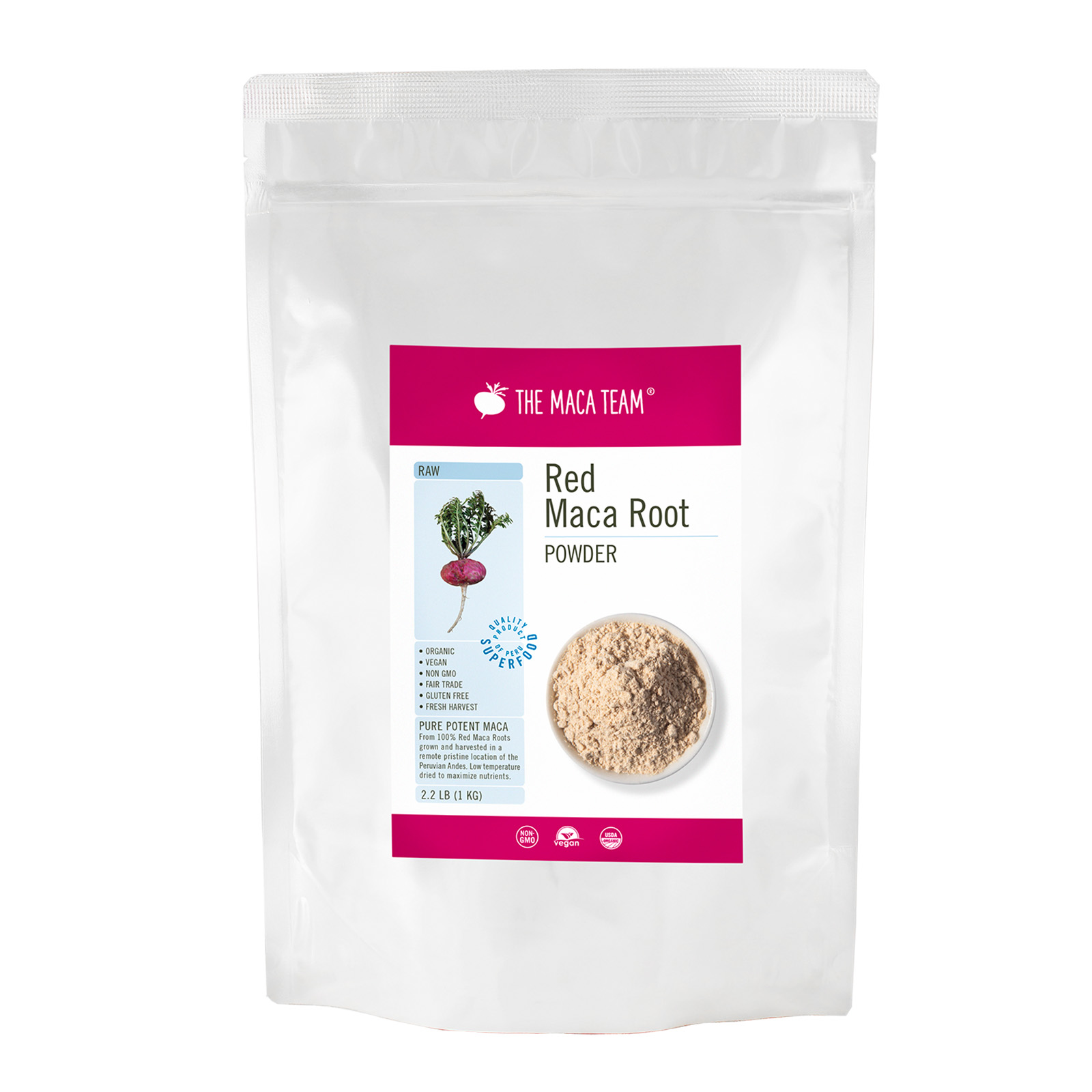 Organic Raw Red Maca Powder From The Maca Team 1 Kg Bag