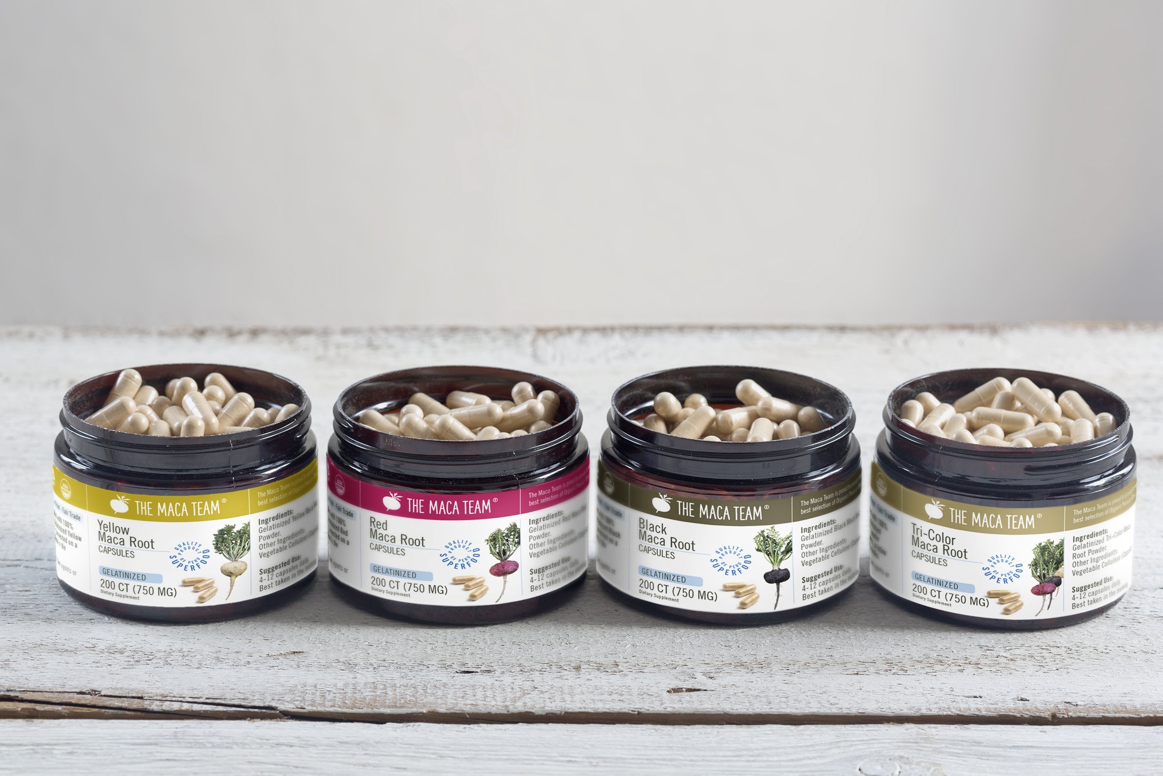 The Maca Team Organic Maca Capsules Selection of organic maca capsules from The Maca Team