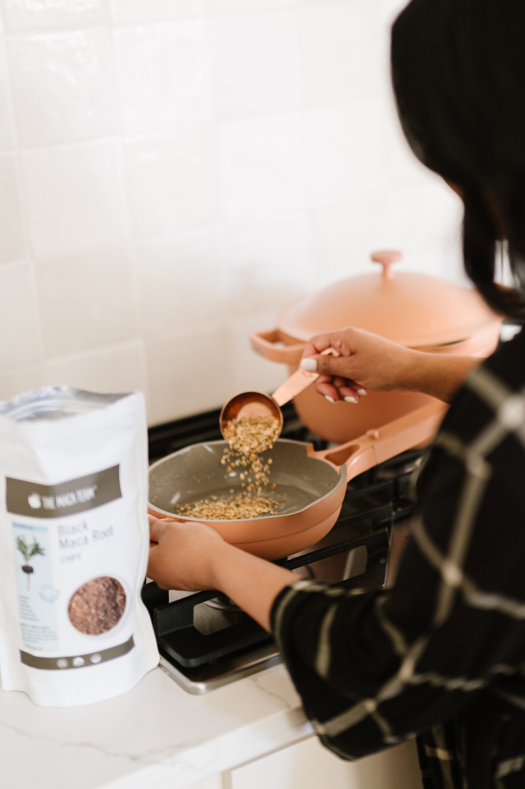 Black maca root chips made from dried Peruvian maca