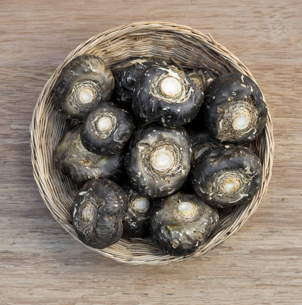 Black Maca Roots in a Basket Black maca roots in a basket