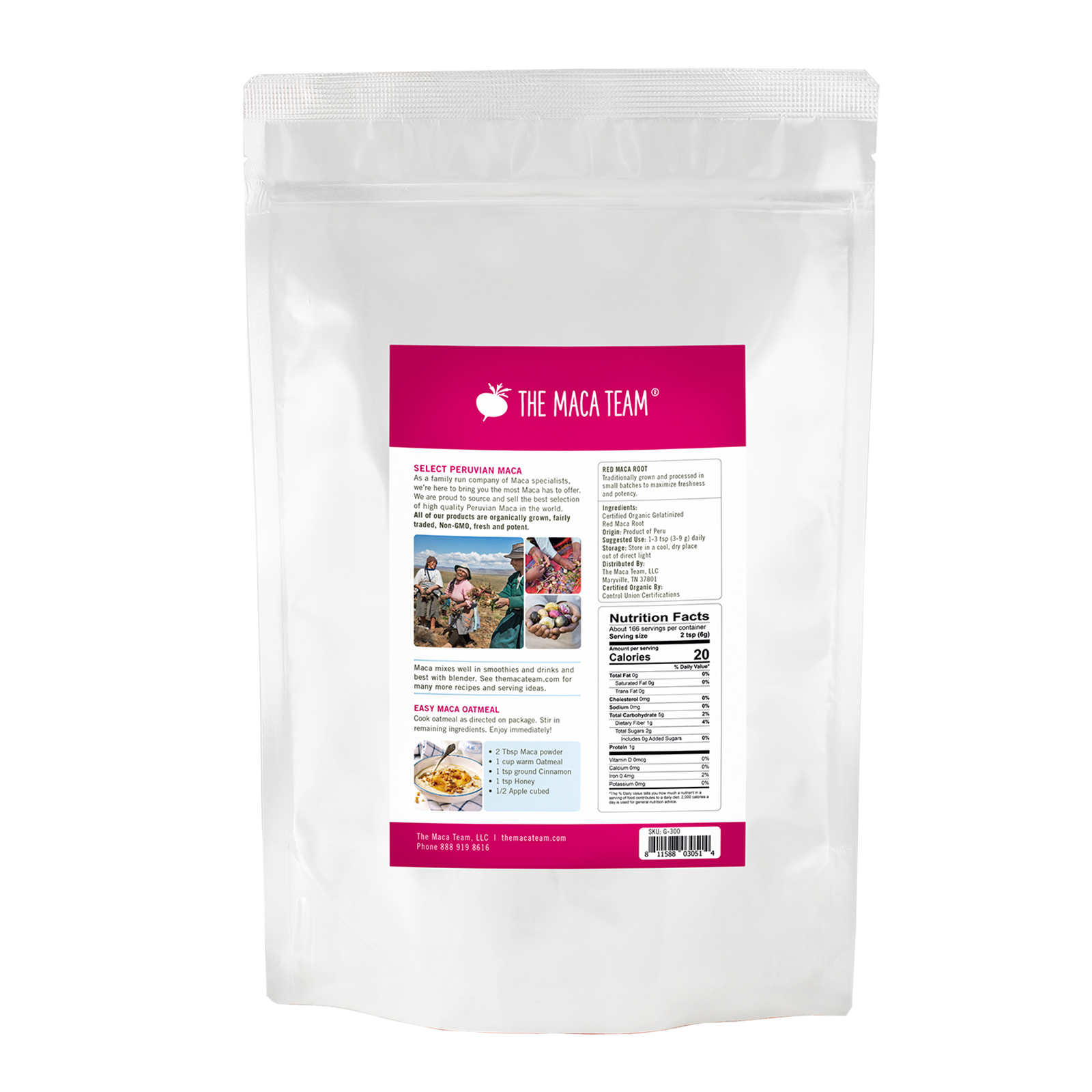 Organic Gelatinized Red Maca Powder From The Maca Team 1 KG - Back