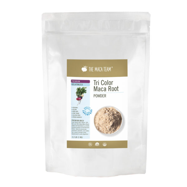 Organic Premium Gelatinized Tri Color Maca Powder from The Maca Team 1 Kg