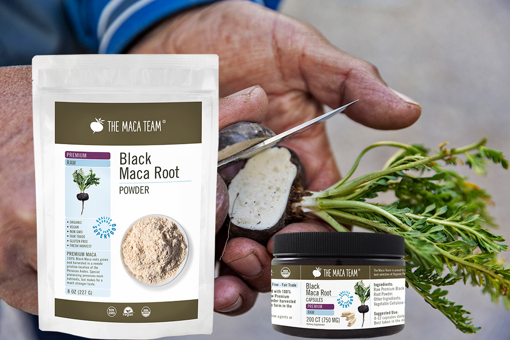 Premium Raw Black Maca Products Premium Raw Black Maca powder and capsules from The Maca Team