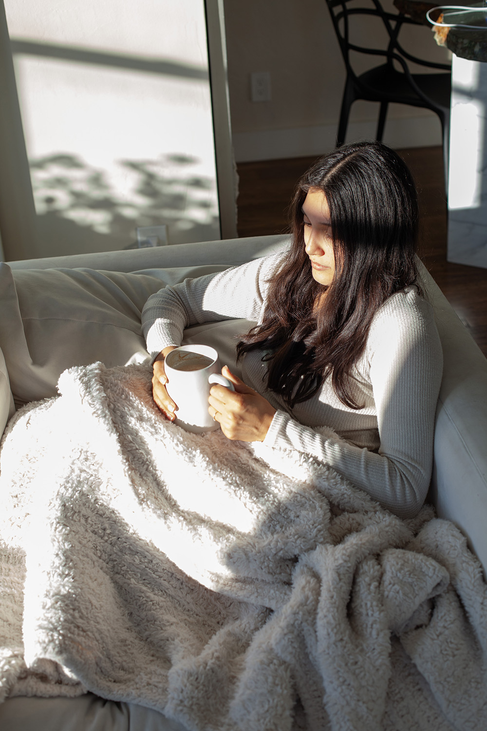 Enjoying a warm cup of chocolatey Morning Motivator