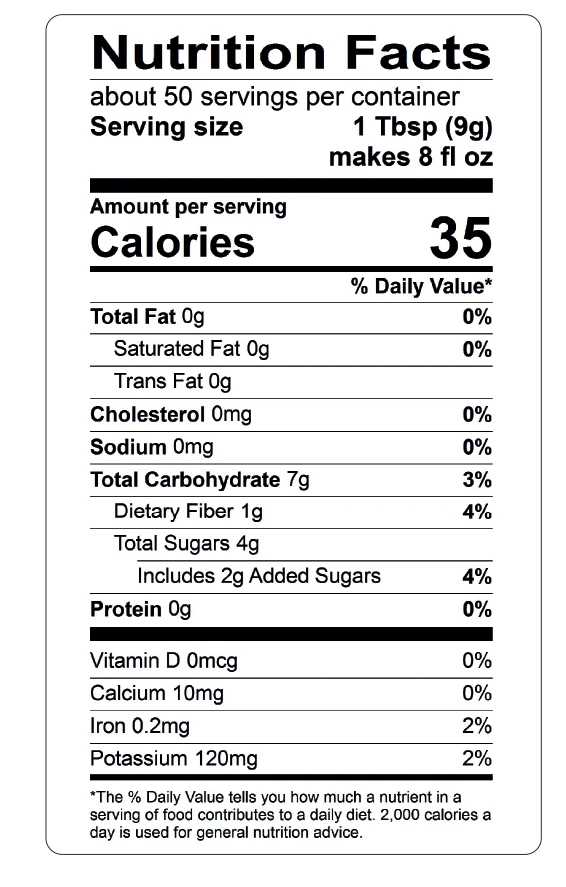Original blend nutrition facts