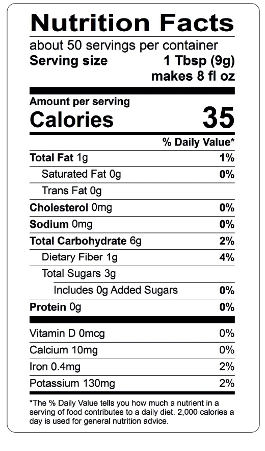 Unsweetened blend nutrition facts