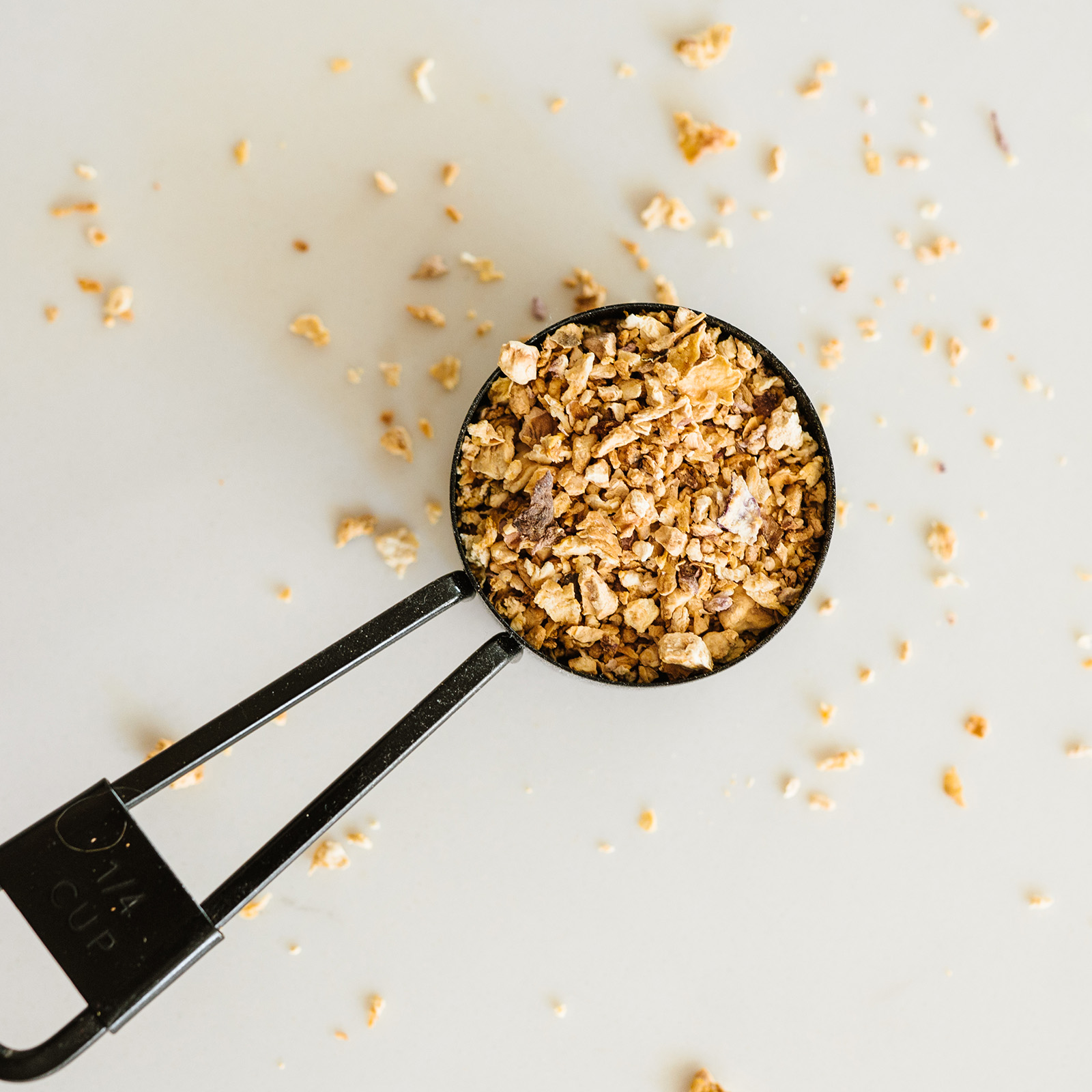 Gelatinized Red Maca root chips in a measuring spoon